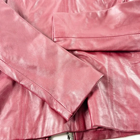 🪩 267. SIENA women’s small wine red leather jacket full zip - Picture 9 of 12